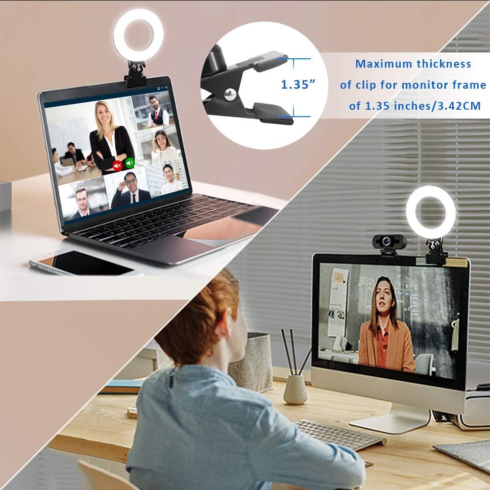 Cyezcor Video Conference Lighting Kit, Ring Light for Monitor Clip On, for Remote Working, Distance Learning, Zoom Call, Self Broadcasting