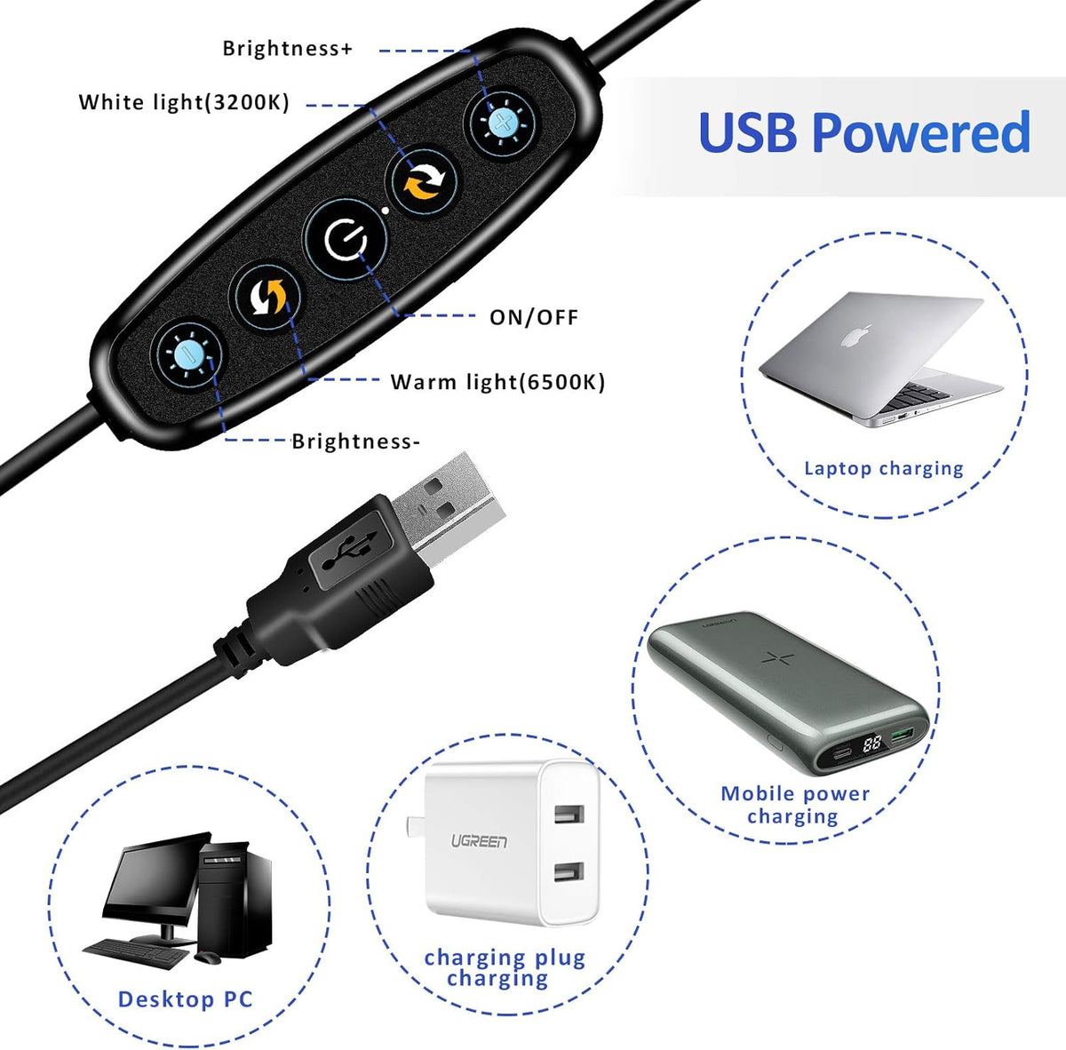 Cyezcor Video Conference Lighting Kit, Ring Light for Monitor Clip On, for Remote Working, Distance Learning, Zoom Call, Self Broadcasting