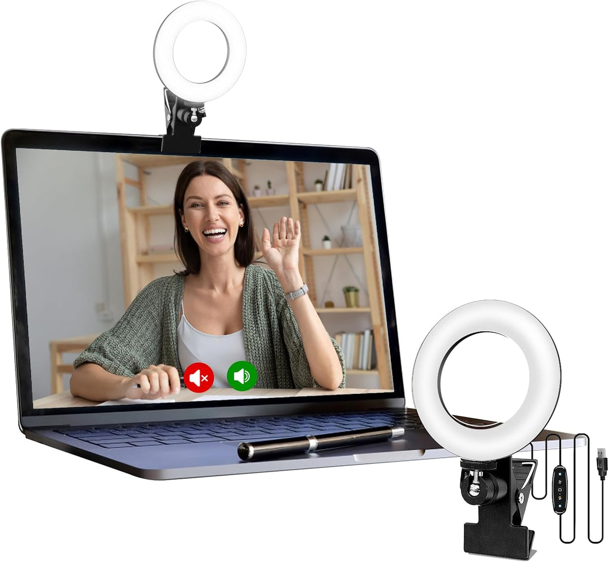 Cyezcor Video Conference Lighting Kit, Ring Light for Monitor Clip On, for Remote Working, Distance Learning, Zoom Call, Self Broadcasting