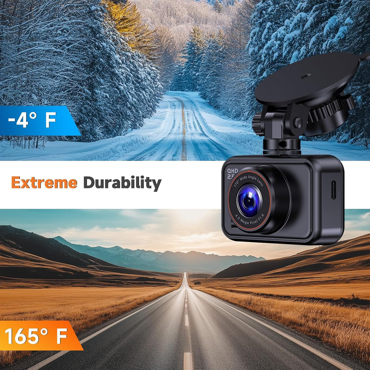 Dash Cam Front and Rear, 2.5K Dual Dash Camera for Cars, 2560P Mini Car Camera, 2 inch IPS Screen, 32GB Card Included, WDR Night Vision