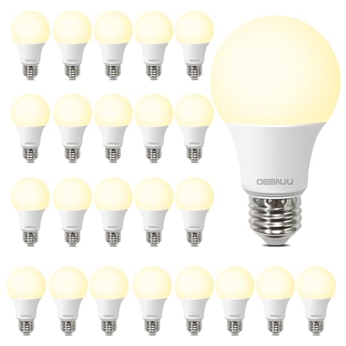 DEGNJU 24 Pack LED Light Bulbs Soft White 2700K, 60 Watt Equivalent LED Bulbs, A19 Standard Bulbs, 800 LM, 15000 Hours, E26 Base, Non-Dimmable