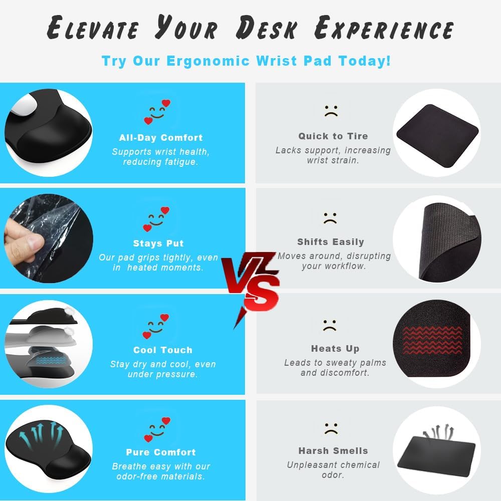 DEMON CHEST ErgoComfort Gel Wrist Rest Mouse Pad-Ergonomic Office Mousepad with Wrist Support-Non-Slip, Design Desk Accessories Mat