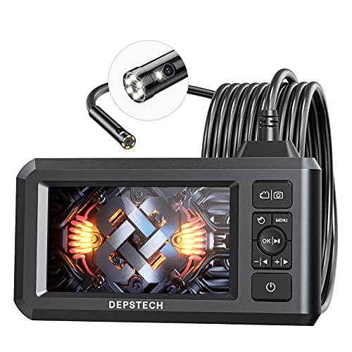 DEPSTECH Dual Lens Industrial Endoscope, 1080P Digital Borescope Inspection Camera, 7.9mm IP67 Waterproof Sewer Camera with 4.3" LCD Screen