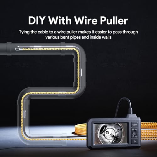 DEPSTECH Dual Lens Industrial Endoscope, 1080P Digital Borescope Inspection Camera, 7.9mm IP67 Waterproof Sewer Camera with 4.3" LCD Screen