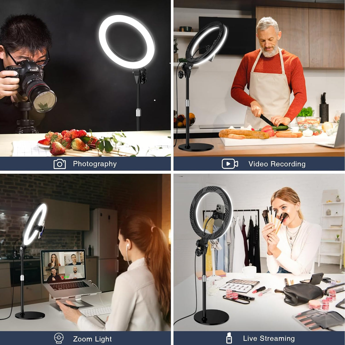 Desk Ring Light with Stand - 10.5'' Desktop Ring Light with Phone Holder for Video Recording, Circle Light for Computer Zoom Meeting Video Conference