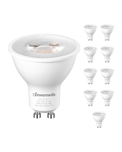 DEWENWILS 10-Pack GU10 LED Bulb Dimmable, 3000K Warm White GU10 Bulb Replacement for Track Lighting, 500LM, 7W(50W Equivalent) LED Light Bulb