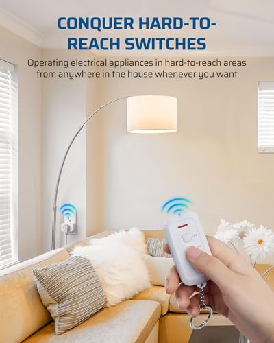 DEWENWILS Indoor Remote Control Outlet, Wireless Remote Light Switch, No Interference Remote Outlet Switch, No Wiring, 15A/1875W, 100ft RF Range
