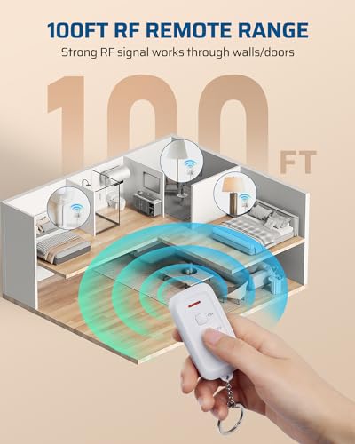 DEWENWILS Indoor Remote Control Outlet, Wireless Remote Light Switch, No Interference Remote Outlet Switch, No Wiring, 15A/1875W, 100ft RF Range