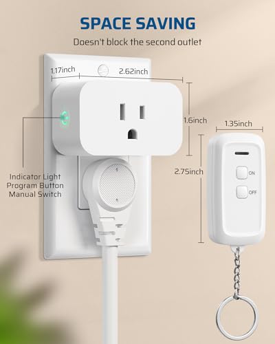 DEWENWILS Indoor Remote Control Outlet, Wireless Remote Light Switch, No Interference Remote Outlet Switch, No Wiring, 15A/1875W, 100ft RF Range