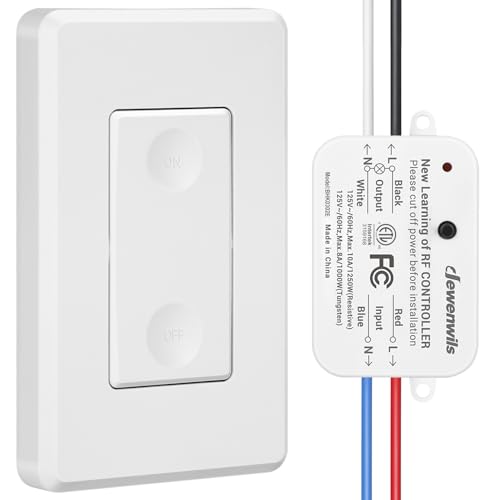 DEWENWILS Wireless Remote Light Switch, Expandable Wireless Wall Switch Kit, No Wiring, No WiFi, 100 Ft RF Range, Programmable