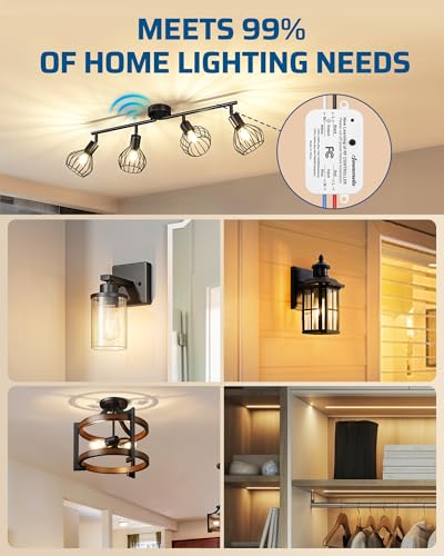 DEWENWILS Wireless Remote Light Switch, Expandable Wireless Wall Switch Kit, No Wiring, No WiFi, 100 Ft RF Range, Programmable