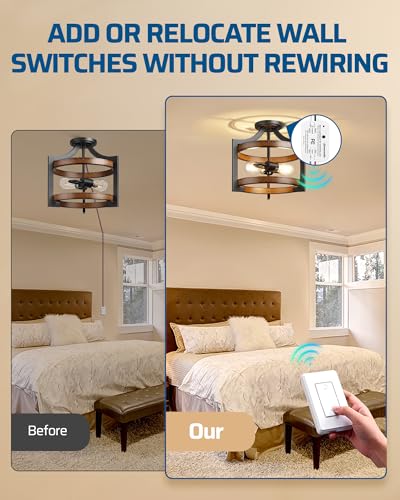 DEWENWILS Wireless Remote Light Switch, Expandable Wireless Wall Switch Kit, No Wiring, No WiFi, 100 Ft RF Range, Programmable