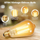 DiCUNO E26 Edison Bulbs 60W, 2200K Amber Warm, 6W LED Edison Bulb ST64, Amber Glass, Vintage LED Light for Home, 600LM, Non-Dimmable (Pack of 2)