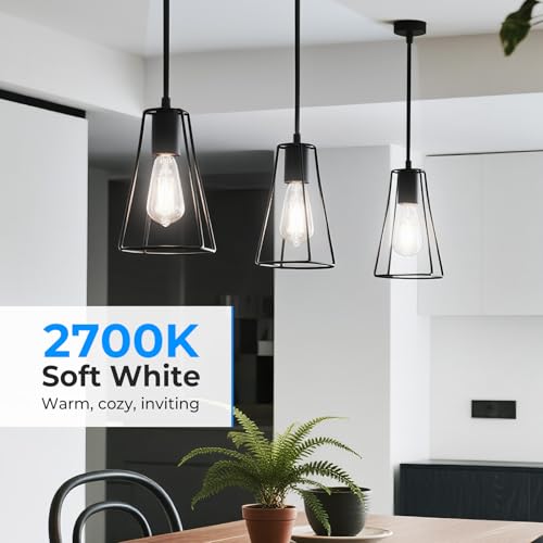 Dimmable Edison Bulbs, 4000K Daylight White, 6W Equivalent to 60 watt E26 LED Bulb, ST58 Vintage Light Bulbs, 600LM, 90+ CRI, E26 Base (6 Pack)