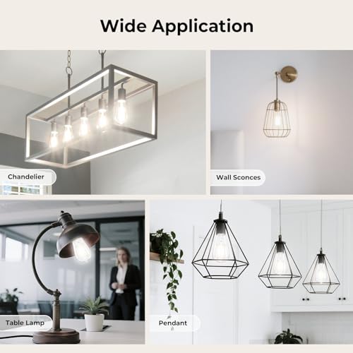 Dimmable Edison Bulbs, 4000K Daylight White, 6W Equivalent to 60 watt E26 LED Bulb, ST58 Vintage Light Bulbs, 600LM, 90+ CRI, E26 Base (6 Pack)