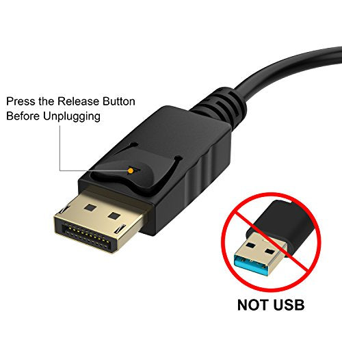 DisplayPort (DP) to VGA Adapter, Gold-Plated Display Port to VGA Adapter (Male to Female) Compatible with Computer, Desktop, Laptop, PC (Black)