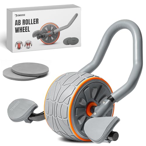 DMoose Fitness Ab Roller Wheel with Elbow Support & 2 Knee Pads - Abdominal Exercise Trainer for Core Strength Training