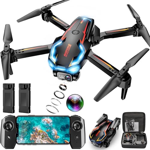 Drone with Camera for Adults, 2K HD FPV Drones with Upgrade Altitude Hold, One-Key Take Off/Landing, Speed Adjustment, Headless Mode, 2 Batteries