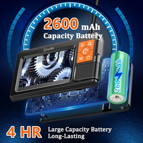 Dual-Lens Endoscope with Light, Endoscope Camera with Light with 4.3" IPS Screen, 1920P HD with 8 LED Lights, 16.4ft Semi-Rigid Cable