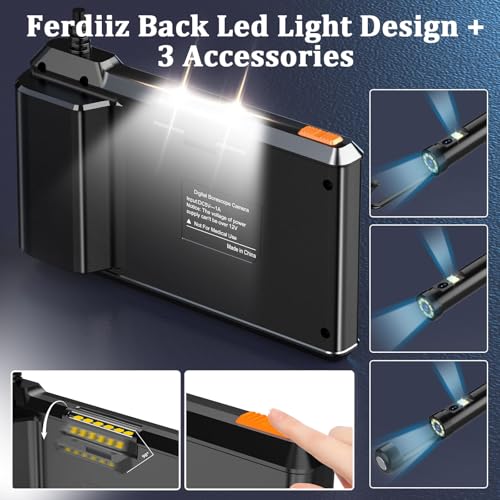 Dual-Lens Endoscope with Light, Endoscope Camera with Light with 4.3" IPS Screen, 1920P HD with 8 LED Lights, 16.4ft Semi-Rigid Cable