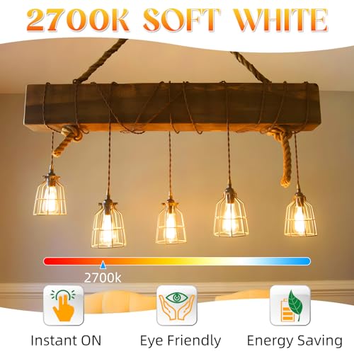 Edison Bulbs, E26 LED Bulb 60 watt Equivalent, Non-Dimmable, Soft White 2700K, ST58 Vintage Light Bulbs, 90+ CRI, 6W 600LM, E26 Medium Base (12 Pack)