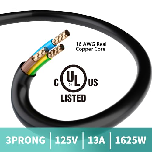 Elecan 3-Prong Y Splitter Power Extension Cord 1 FT, Straight Plug 1 to 2 Way Outlet Space Saver, Heavy Duty Weatherproof SJTW, 16AWG 13A