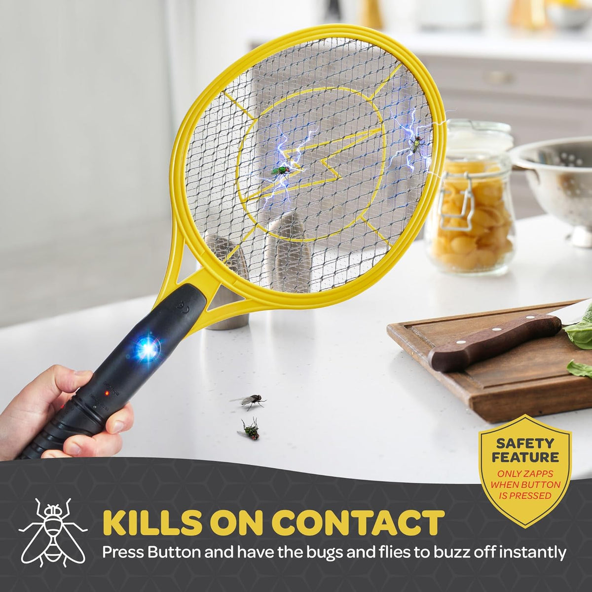 Electric Fly Swatter, Set of 2, Handheld Bug Zapper Racket for Indoor/Outdoor - 4000 Volt Swatter - Instant Bug & Mosquito Killer