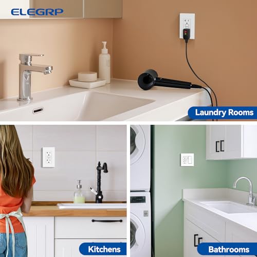 ELEGRP GFCI Outlet 20 Amp, Self-Test GFI Electrical Outlet with Thinner Design, TR Tamper Resistant GFCI Receptacle (1 Pack)