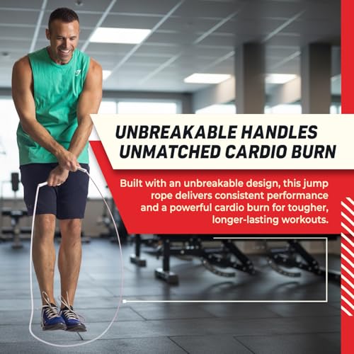 Elite Jumps Adjustable Jump Rope - 6mm PVC Training Rope for Fitness & Cardio - Indoor/Outdoor Skipping Rope with Unbreakable Handles
