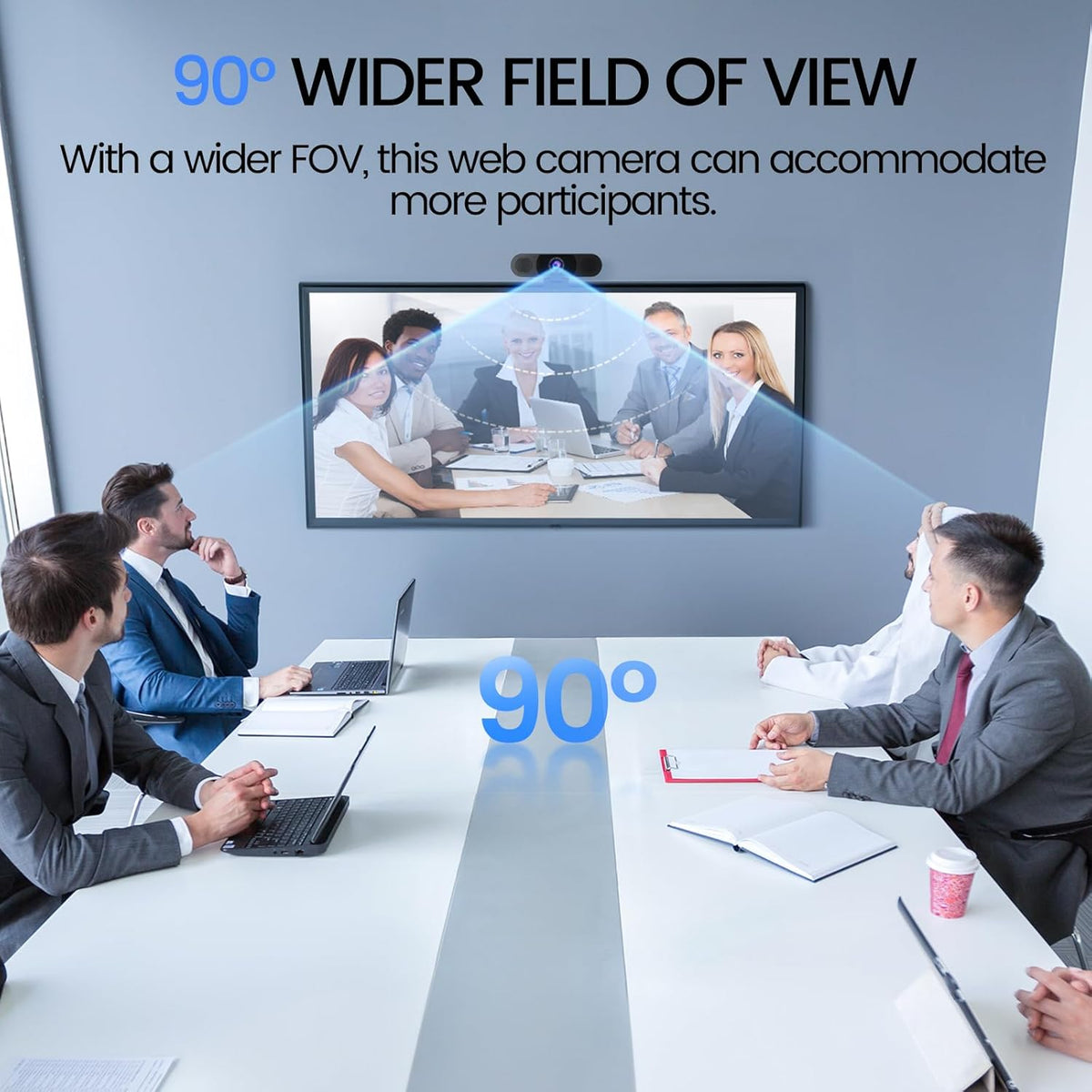 EMEET 1080P Webcam with Microphone, C960 Web Cam, 2 Mics, 90° FOV, USB Type-A & A-to-C Adapter, Plug&Play Computer Camera for Online Calling
