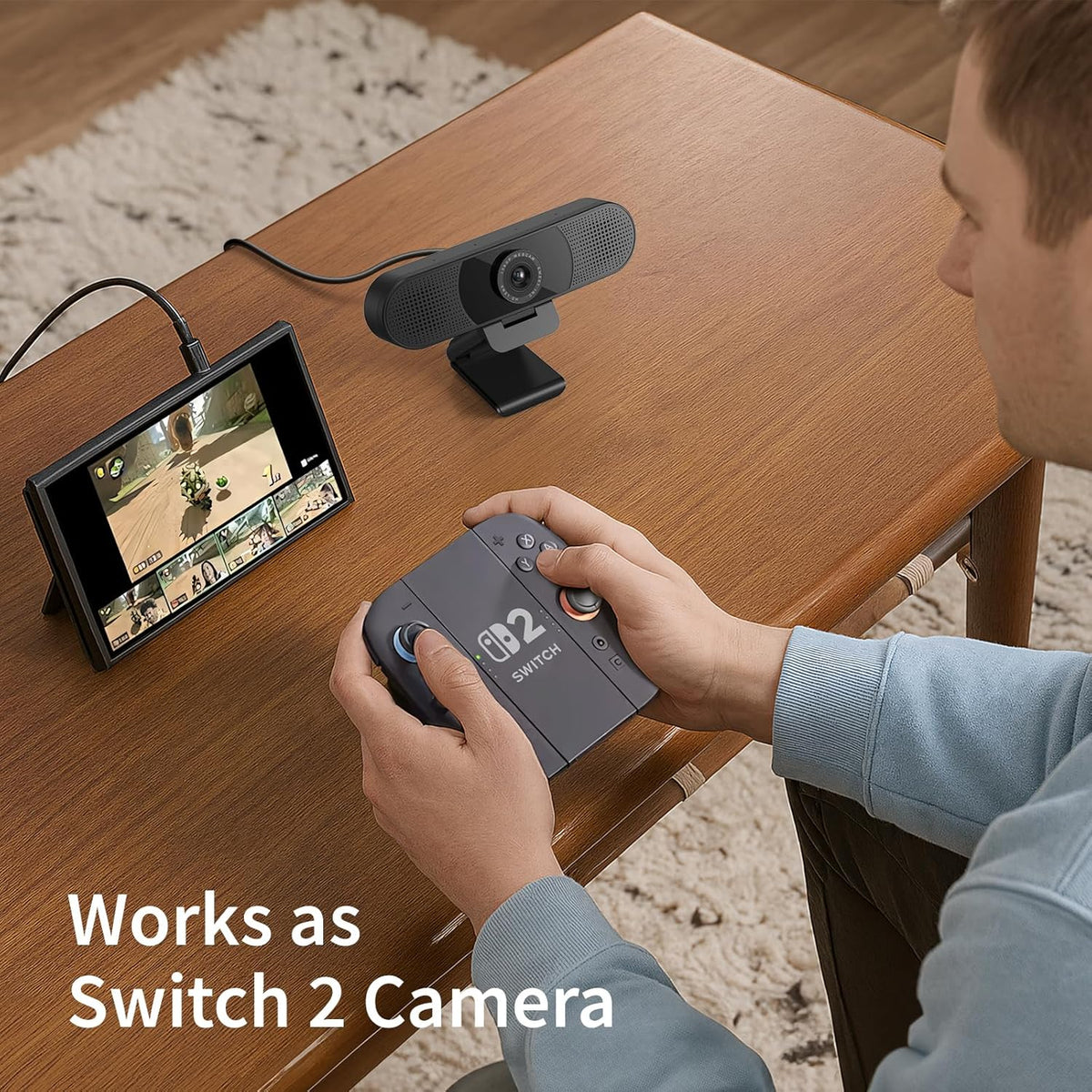 EMEET 1080P Webcam with Microphone, C960 Web Cam, 2 Mics, 90° FOV, USB Type-A & A-to-C Adapter, Plug&Play Computer Camera for Online Calling