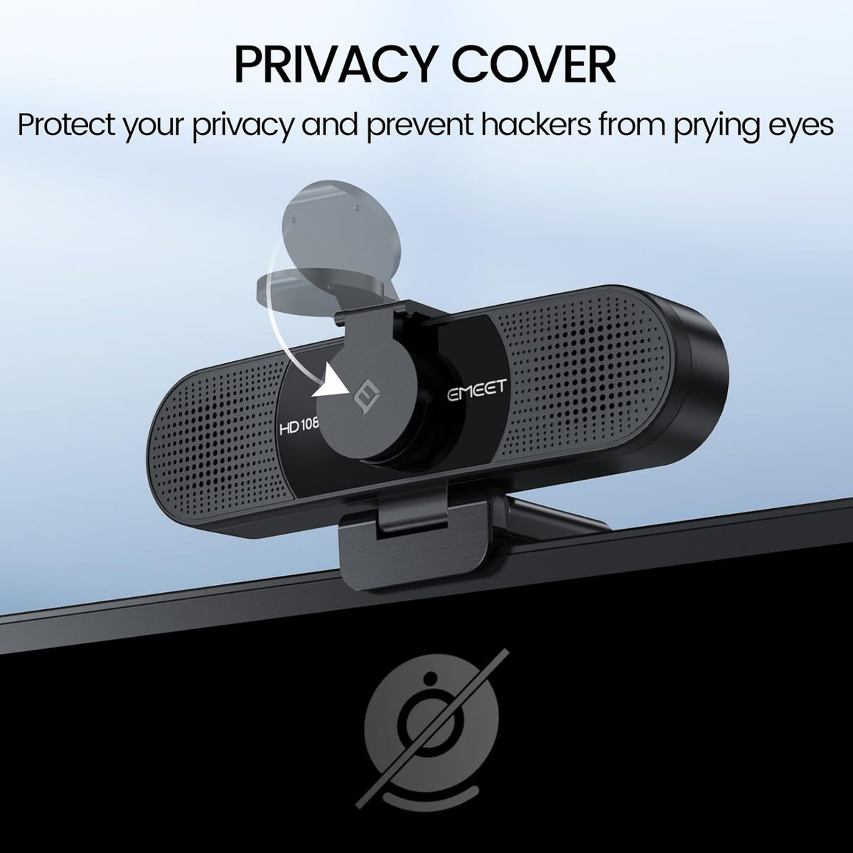 EMEET 1080P Webcam with Microphone, C960 Web Cam, 2 Mics, 90° FOV, USB Type-A & A-to-C Adapter, Plug&Play Computer Camera for Online Calling