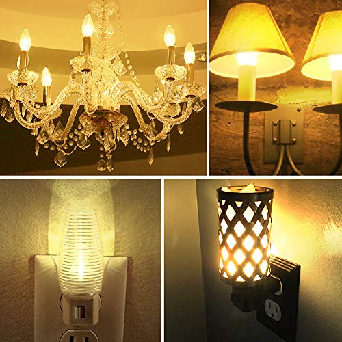 Emotionlite Night Light Bulbs, C7 Candelabra LED Light Bulbs, E12 Chandelier Base, 4W 5W 6W 7W Incandescent Equivalent, Warm White, 2700K (4 Pack)