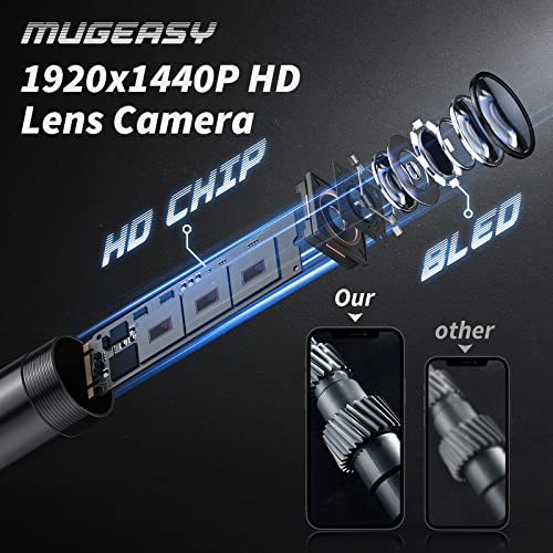 Endoscope Camera with Light, 1920P HD Bore Scope Borescope with 8 Lights, Waterproof 16.4FT Semi-Rigid Cord for Pipe Inspection (Black)