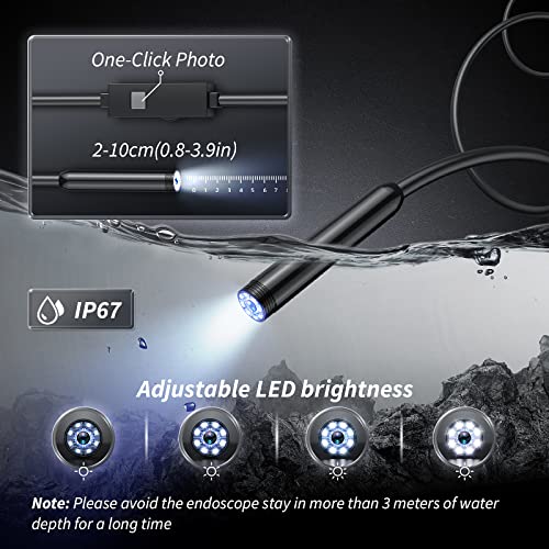Endoscope Camera with Light, 1920P HD Bore Scope Borescope with 8 Lights, Waterproof 16.4FT Semi-Rigid Cord for Pipe Inspection (Black)
