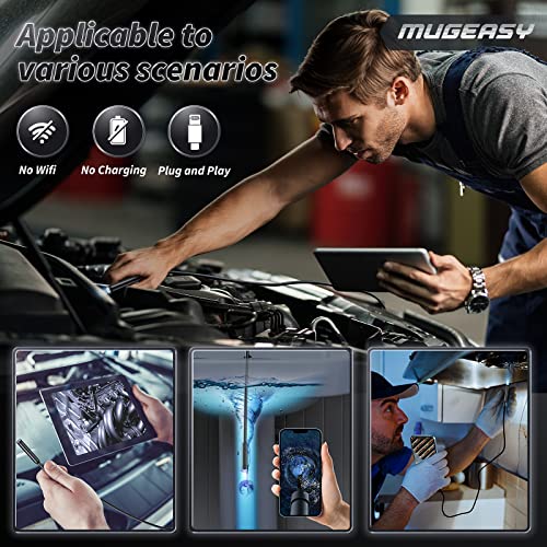 Endoscope Camera with Light, 1920P HD Bore Scope Borescope with 8 Lights, Waterproof 16.4FT Semi-Rigid Cord for Pipe Inspection (Black)