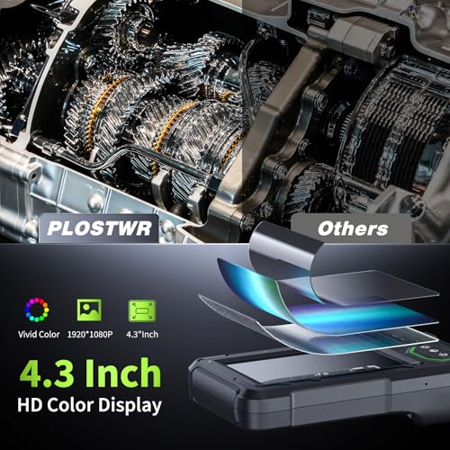 Endoscope Camera with Light, 4.3" Inspection Camera, 1920P HD Borescope with 8 LED Lights, IP67 Waterproof Snake Sewer Tools (Green)