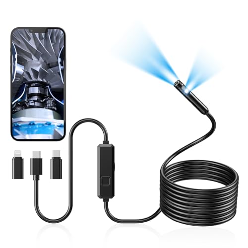 Endoscope Camera with Light, Dual-Lens 1920P HD Borescope with 8 Adjustable LED Lights, IP67 Waterproof Boroscope Inspection Tools