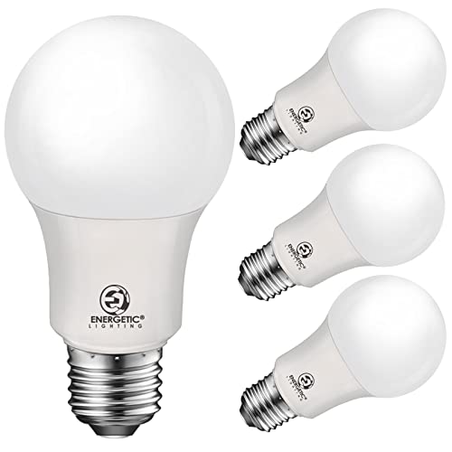 Energetic Lighting 40W Equivalent A19 LED Light Bulb, Warm White 3000K, E26 Standard Base, ETL Listed, Non-Dimmable LED Light Bulb, 4-Pack