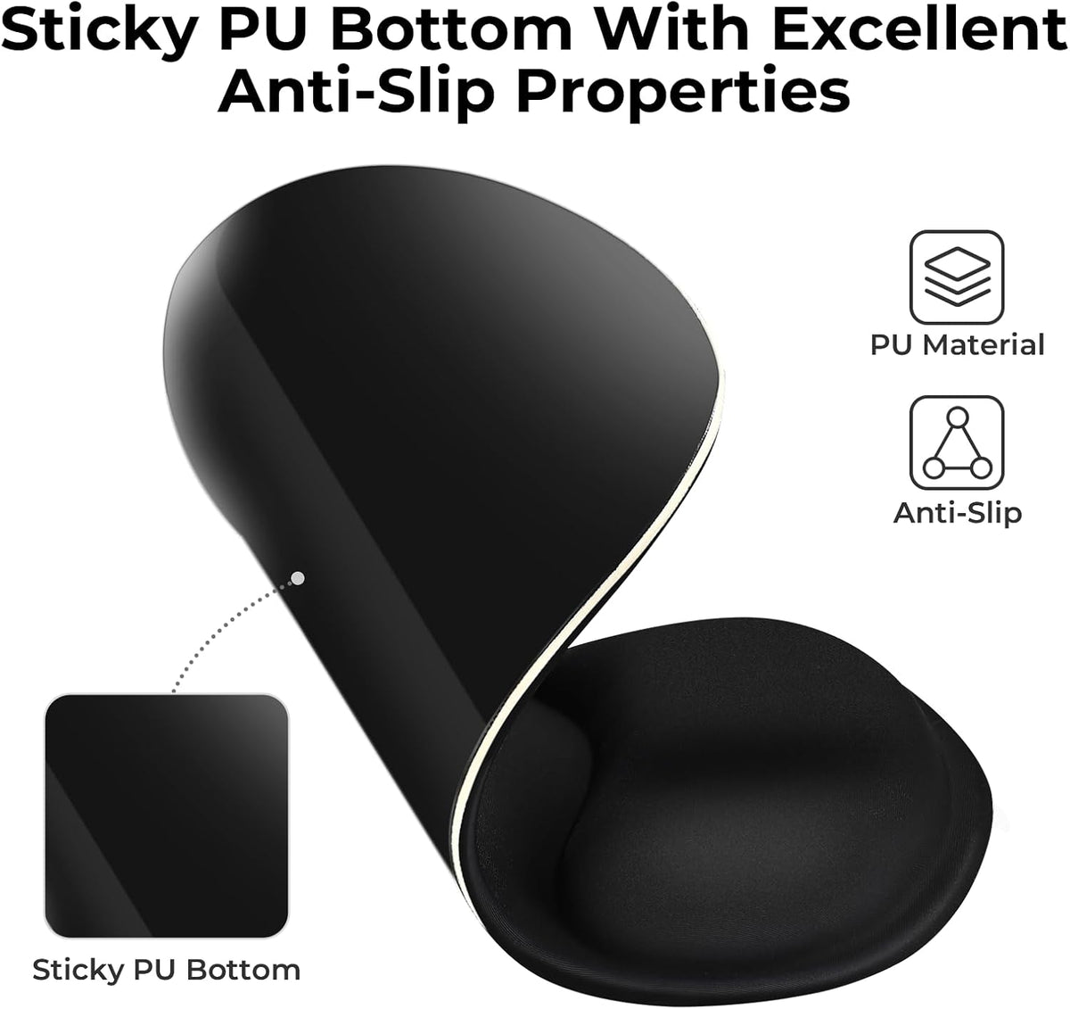 EooCoo Ergonomic Mouse Pad with Gel Wrist Rest, Concave Design, Non-Slip Base for Laptop and Computer