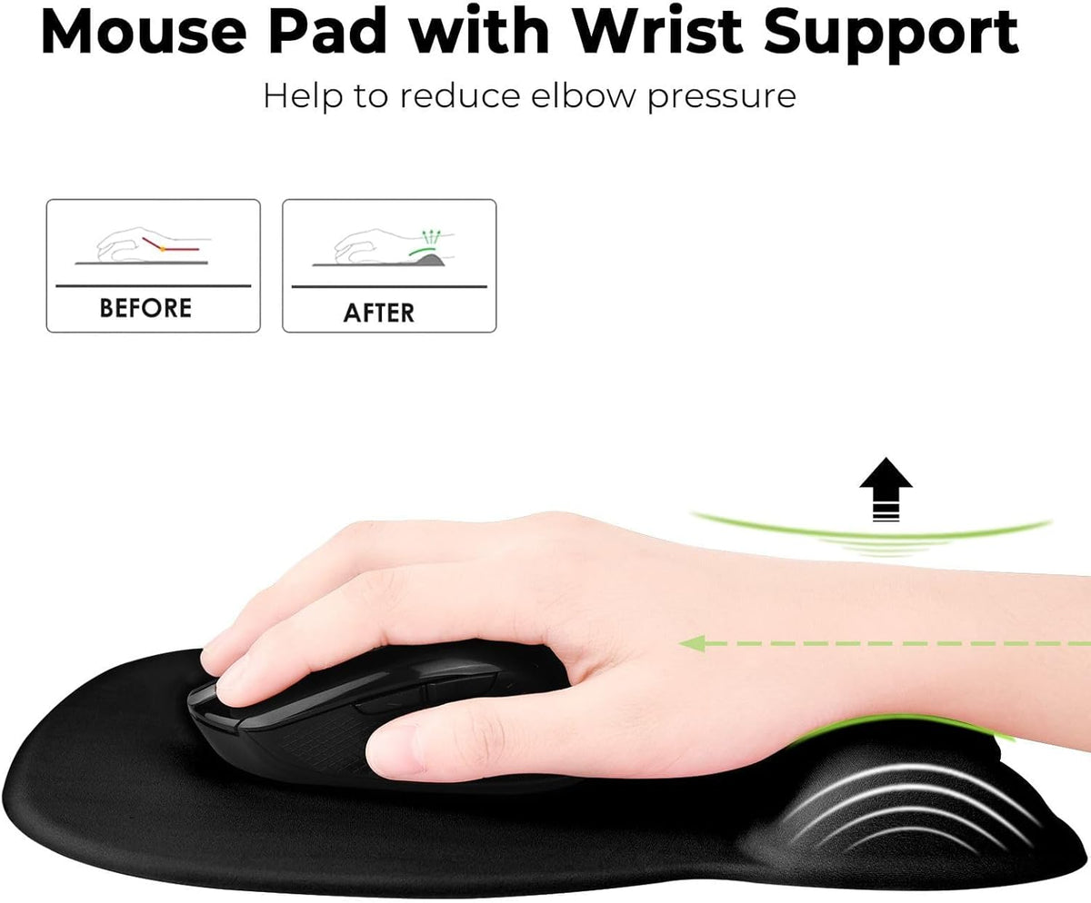 EooCoo Ergonomic Mouse Pad with Wrist Support, Mousepad with Memory Foam Wrist Rest and Non-Slip Base for Computer, Cafe, Home & Office