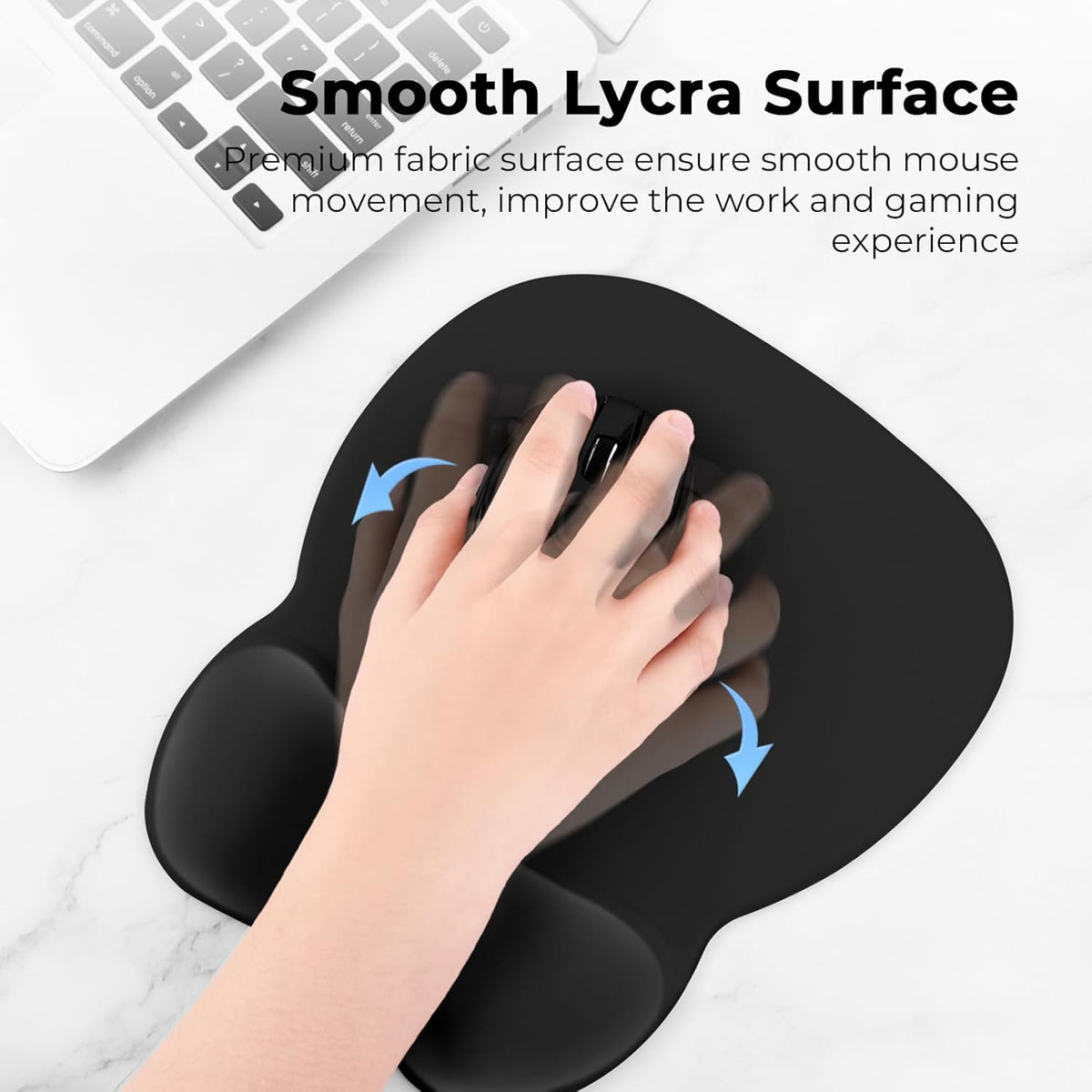 EooCoo Ergonomic Mouse Pad with Wrist Support, Mousepad with Memory Foam Wrist Rest and Non-Slip Base for Computer, Cafe, Home & Office