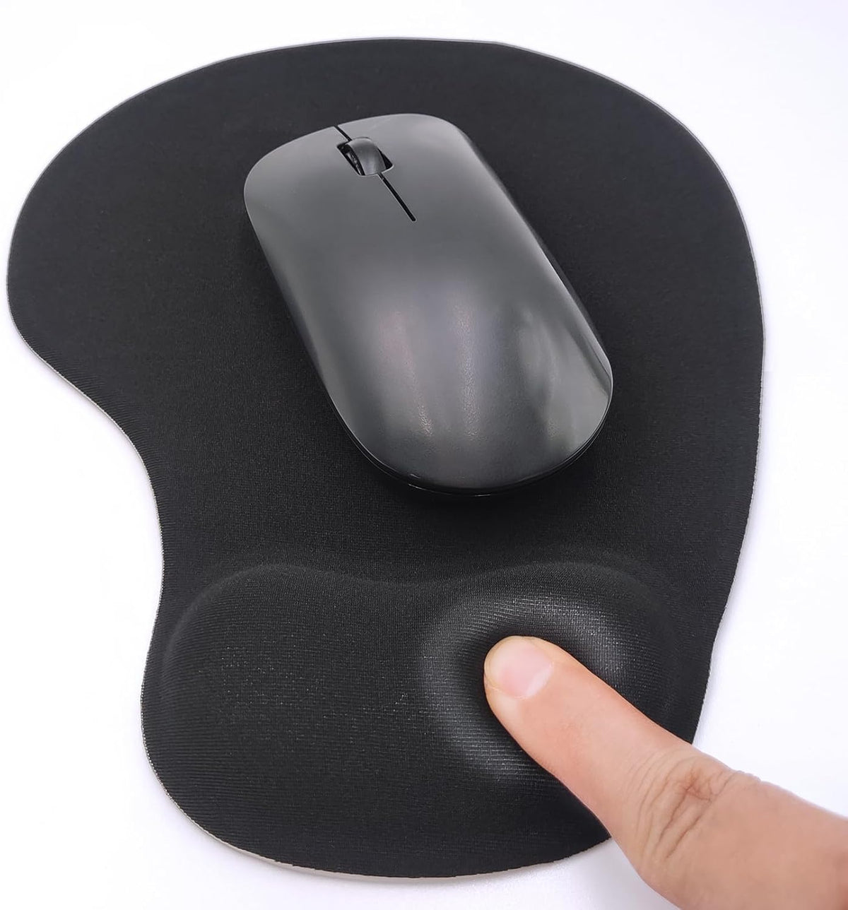 Ergonomic Mouse Pad with Gel Wrist Rest, Non-Slip Mouse Pad for Office & Home (Black)