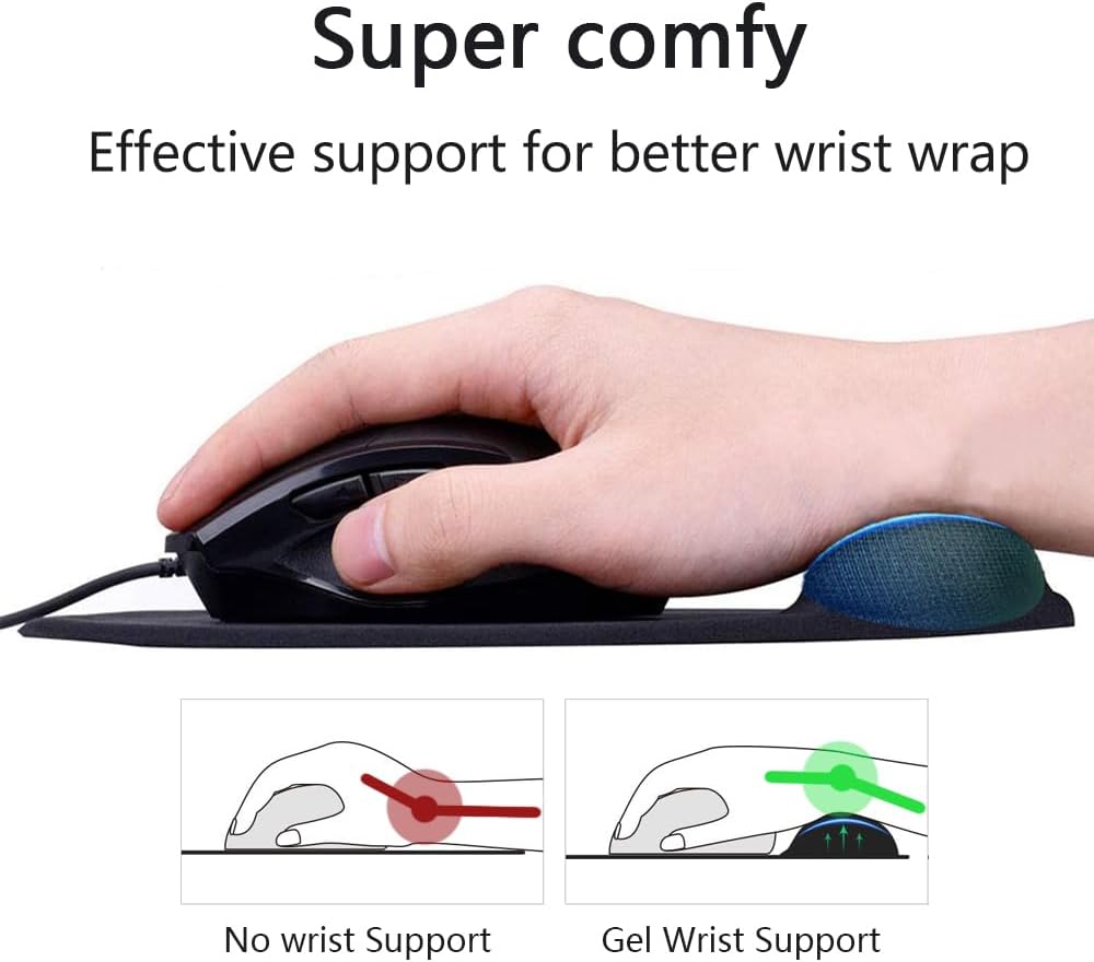 Ergonomic Mouse Pad with Gel Wrist Rest, Non-Slip Mouse Pad for Office & Home (Black)