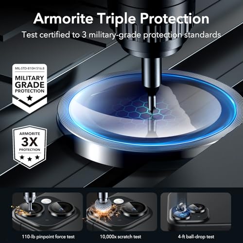 ESR Camera Lens Protector for iPhone 15/15 Plus/14/14 Plus, Ultra-tough HD Individual Lens Protectors, Scratch Resistant (Black)