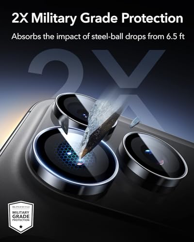 ESR Camera Lens Protector for iPhone 17 Pro Max/17 Pro/16 Pro Max/16 Pro/15 Pro Max/15 Pro/14 Pro Max/14 Pro (Black)