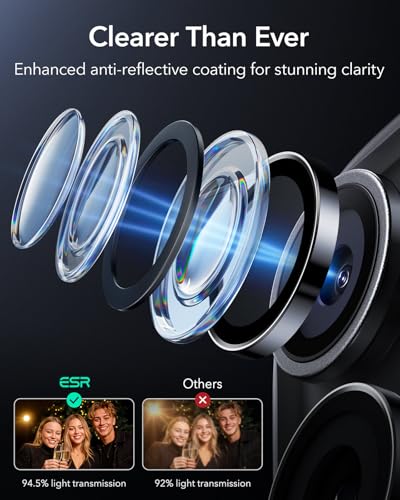 ESR Camera Lens Protector for iPhone 17 Pro Max/17 Pro/16 Pro Max/16 Pro/15 Pro Max/15 Pro/14 Pro Max/14 Pro (Black)