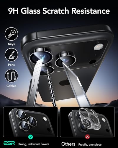 ESR Camera Lens Protector for iPhone 17 Pro Max/17 Pro/16 Pro Max/16 Pro/15 Pro Max/15 Pro/14 Pro Max/14 Pro (Black)