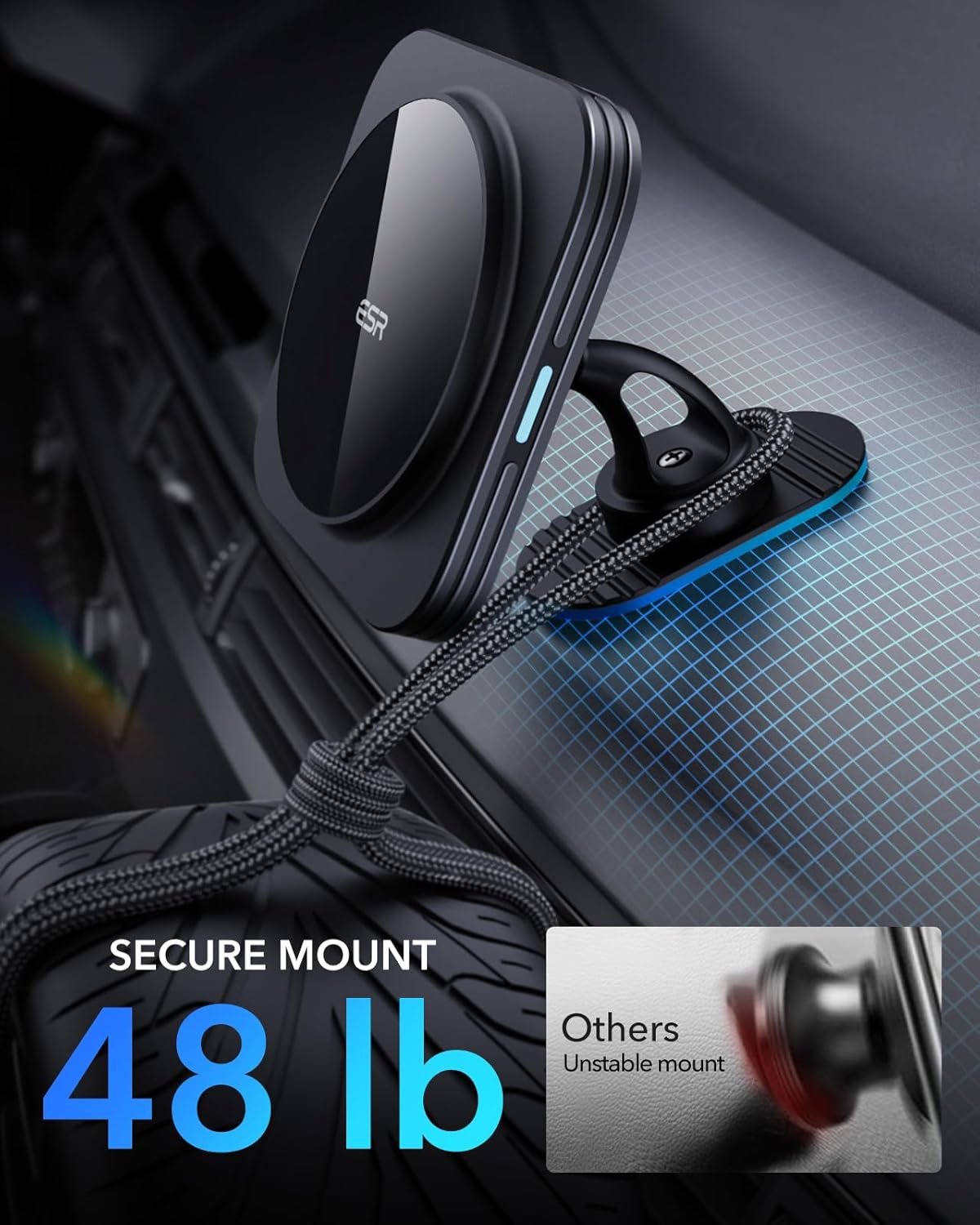 ESR for MagSafe Car Mount Charger, 15W Magnetic Wireless Car Charger, for MagSafe Car Charging, Air Vent Dashboard Phone Holder Mount