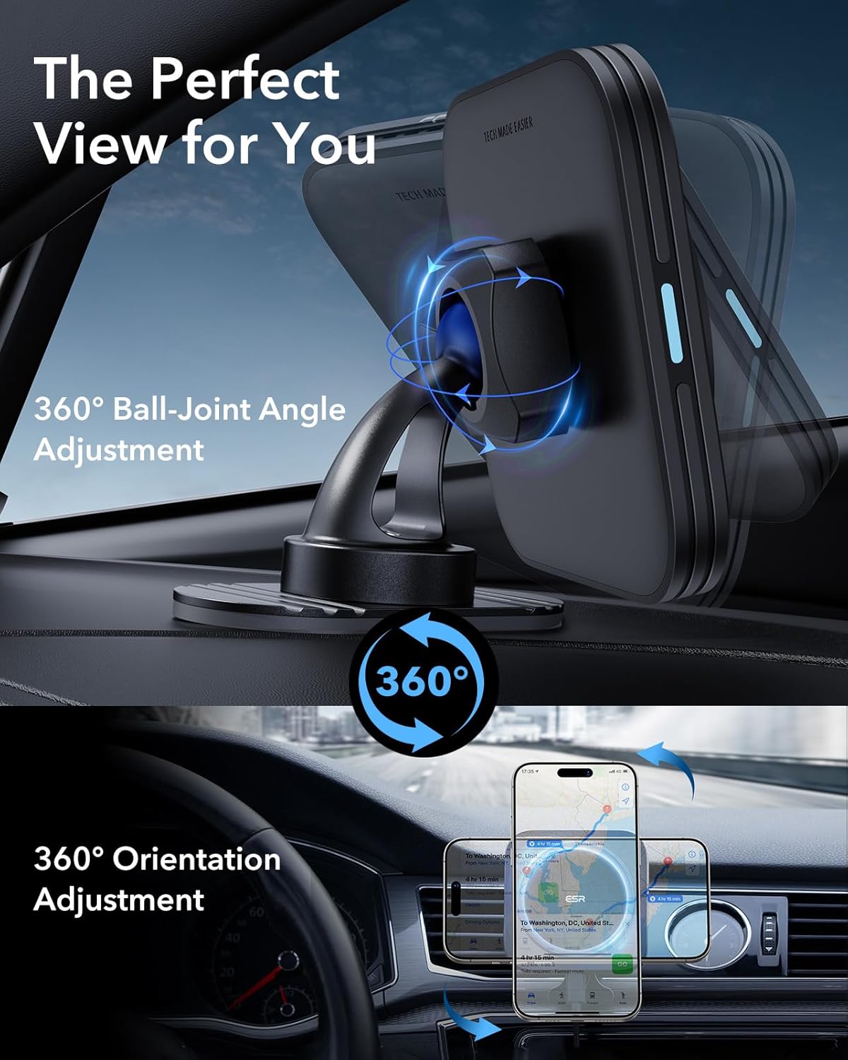 ESR for MagSafe Car Mount Charger, 15W Magnetic Wireless Car Charger, for MagSafe Car Charging, Air Vent Dashboard Phone Holder Mount